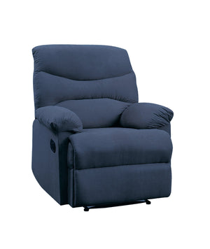 English Elm Blue Memory Foam Recliner with Pillow-Top Arms, External Latch, Tight Cushions for Ultimate Comfort B062P215433