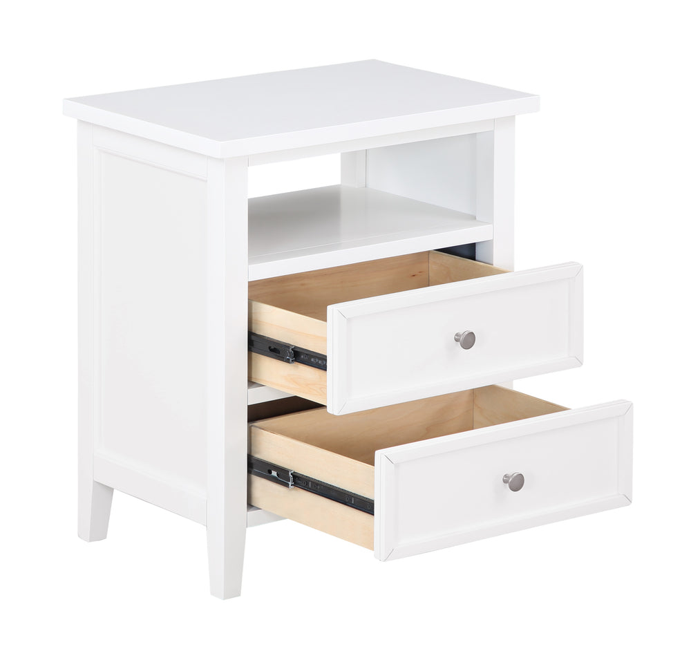 English Elm Weston Solid Wood White 2-Drawer Nightstand with Open Shelf, Dovetail Drawers & Nickel Knobs B050P376947