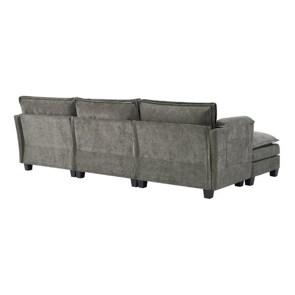 English Elm 107-inch Modular L-shaped Sectional Sofa with Velvet Upholstery and Built-in Storage Aqua French Bulldog W3480S00002