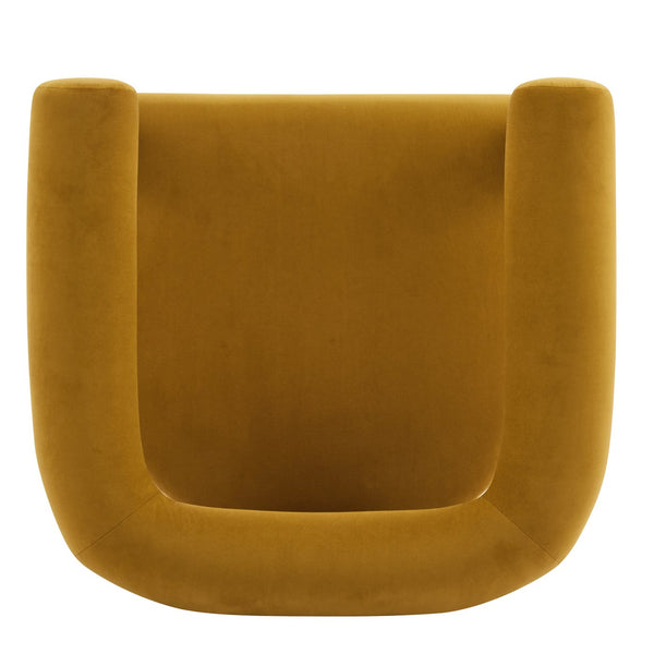 English Elm Christopher Knight Home® - Modern Upholstered Round Arm Accent Chair with Velvet Finish, Elegant Curved Back and Three Legs Design Mustard yellow 30.5 L x 29 W x 14.5 H N776P216194T