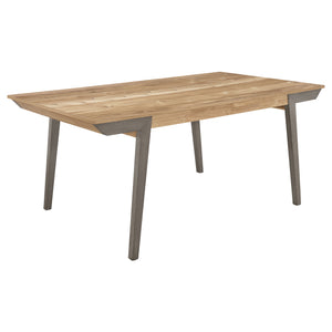 English Elm Kalina Natural Acacia and Coastal Grey Rectangle Dining Table with Mid-Century Modern Farmhouse Charm, Solid Wood Craftsmanship and Relaxed Casual Style B062P350426