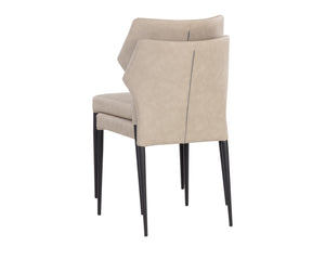 Sunpan James Stackable Dining Chair Set of 2 - Stylish Faux Leather with Unique Backrest Design, Modern Charm Bounce Stone