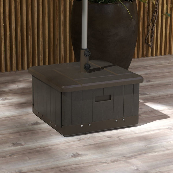 English Elm Outsunny 3-In-1 Outdoor Umbrella Base And Coffee Table, Durable Flower Box Planter With Wheels W2225P174276-GIGA