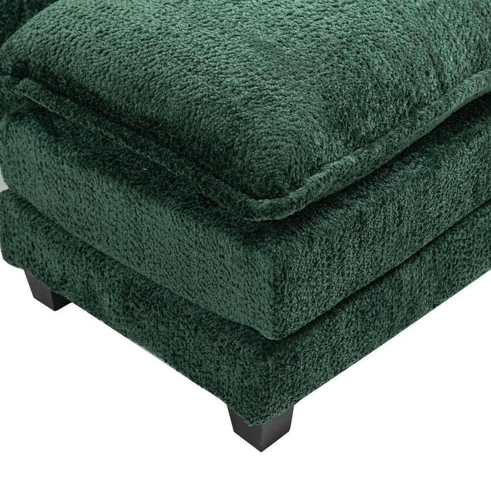 English Elm 55.32*39.76" Boucle Single Sofa with Ottoman, Wide Deep Cushion, Wrapped Arms, Storage Pockets, Cozy Contemporary Appeal Dark Green W2715P269753