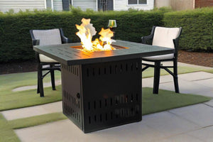 English Elm 34" 34inch Propane Fire Pit Table with 50,000 BTU Steel Body, Stainless Burner, Lava Rocks, ETL Approved W853P202186