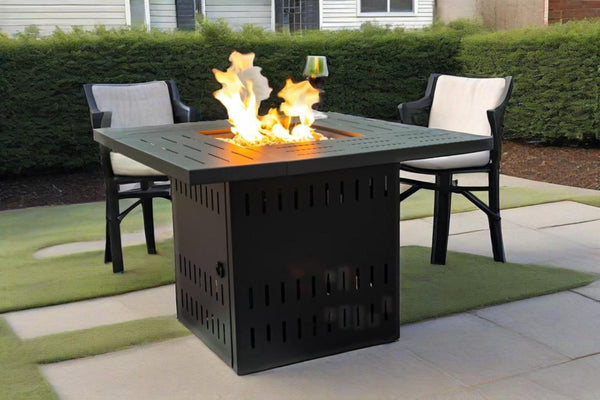 English Elm 34" 34inch Propane Fire Pit Table with 50,000 BTU Steel Body, Stainless Burner, Lava Rocks, ETL Approved W853P202186