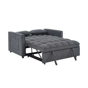 English Elm Sienna Gray Tufted Convertible Sofa Bed with Pull-Out Chaise, Side Pockets & Plush Modern Comfort B343P356872