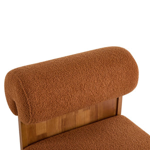 English Elm Christopher Knight Home® - [Set of 2] Boucle Lounge Chair with Rolled Backrest, Solid Wood Frame, Plush Durable Upholstery for Modern Spaces Natural,Orange N767P256409D_2