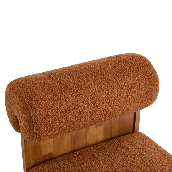 English Elm Christopher Knight Home® - [Set of 2] Boucle Lounge Chair with Rolled Backrest, Solid Wood Frame, Plush Durable Upholstery for Modern Spaces Natural,Orange N767P256409D_2