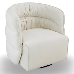 English Elm Ashcroft Furniture - Walden Mid-Century Swivel Chair Velvet Upholstery with Integrated Armrests, Fully Assembled Elegance Cream B183P281190