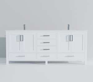 English Elm White Double Bath Vanity With Cultured Marble Top, Chrome Faucet & Ample Storage For Modern Elegance B2731P259124-GIGA