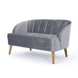 Christopher Knight Home® - Noble House - Amaia Mid-Century Modern Velvet Sofa with Seashell Backrest