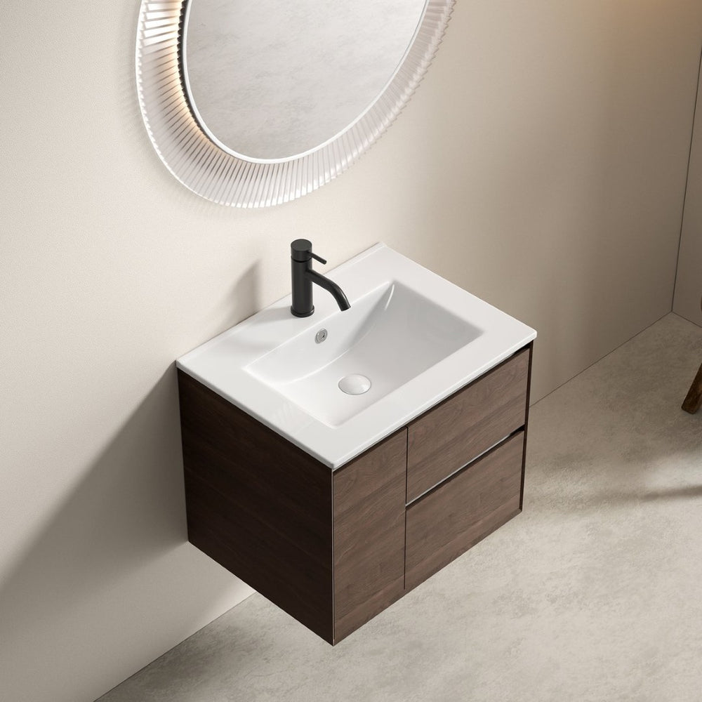 English Elm 24 Inch Ceramic Vanity Sink Top Oval Basin with Overflow Glossy White Spa Bath W3402P324578