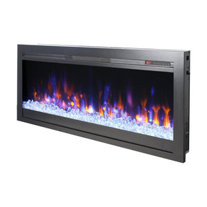 English Elm 44 Inch Recessed Electric Fireplace with Led Flame Heater and Remote for Living Rooms W1769P171421