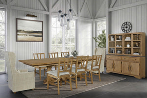 English Elm Slat Slat Back Chair with Cashew Hickory Veneer, Rattan Seat and Removable Tie-On Cushion Set of 2 Light Tan 39.75 L x 26.5 W x 14.75 H B2699P383811