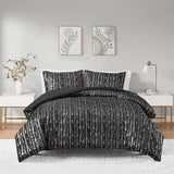 Intelligent Design Naomi Glam/Luxury Metallic Print Faux Fur Comforter Set ID10-2237 Black/Silver