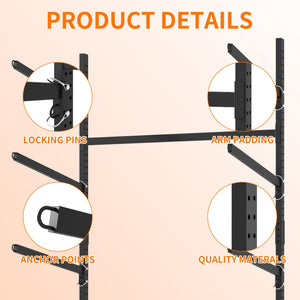 English Elm 80''h Freestanding Steel Kayak Storage Rack Holds 4 Vessels with Locking Caster Wheels T2398P305831