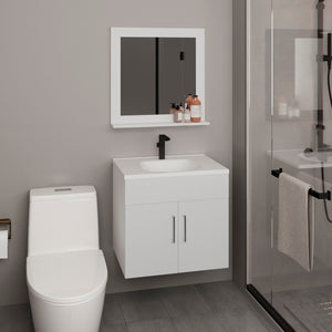 English Elm Blake Contemporary Bathroom Mirror Cabinet with Two Shelves Wall-Mounted Storage, Durable MDF Finish White 29.92 L x 24.8 W x 12.6 H B070P316863