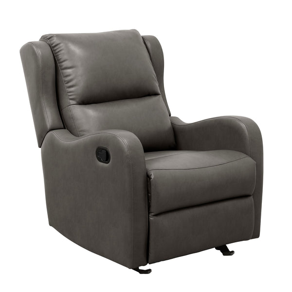 English Elm Gray Faux Leather Glider Recliner Chair – Smooth Gentle Motion, Pull-Tab Recline, Compact Comfort Seat B011P207536
