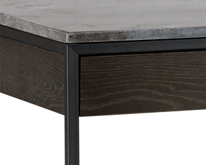 Sunpan Stamos Modern Console Table with Grey Marble Top, Charcoal Oak Base & Black Iron Frame - Stylish & Functional