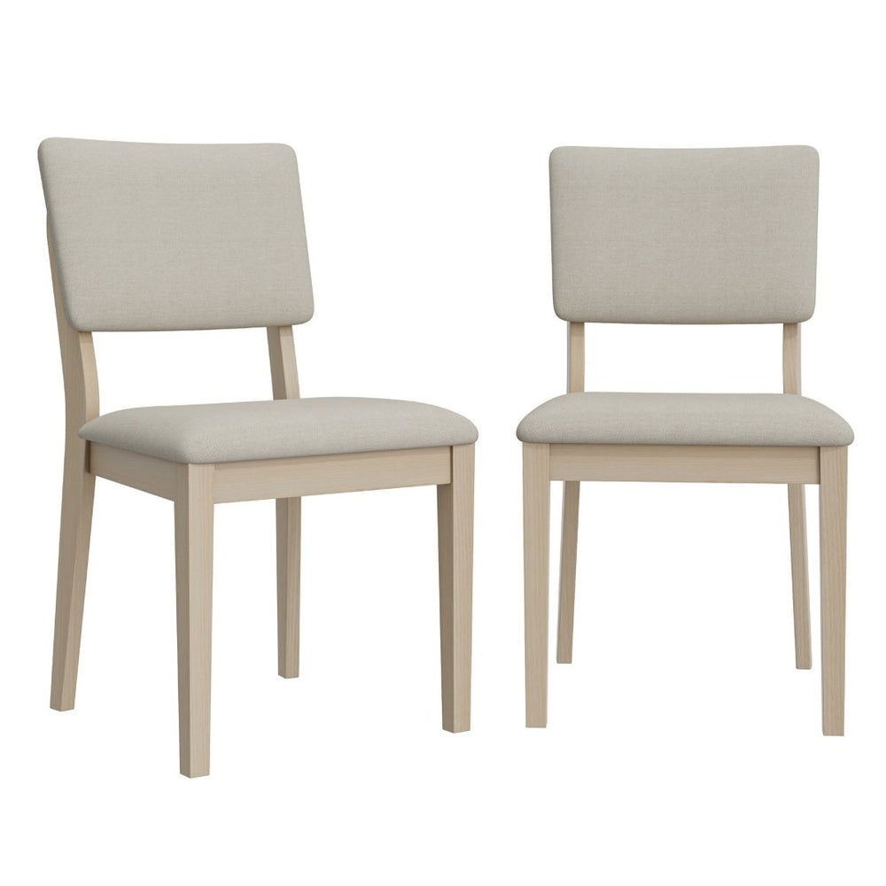 English Elm Du Cap Gray Upholstered Dining Chairs with White Wash Wood Legs Set of 2 B127P495085