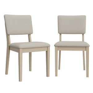 English Elm Du Cap Gray Upholstered Dining Chairs with White Wash Wood Legs Set of 2 B127P495085