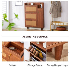 English Elm The Slim Mdf Entryway Shoe Cabinet with Metal Legs and Open Top Storage Platform W3875P387146