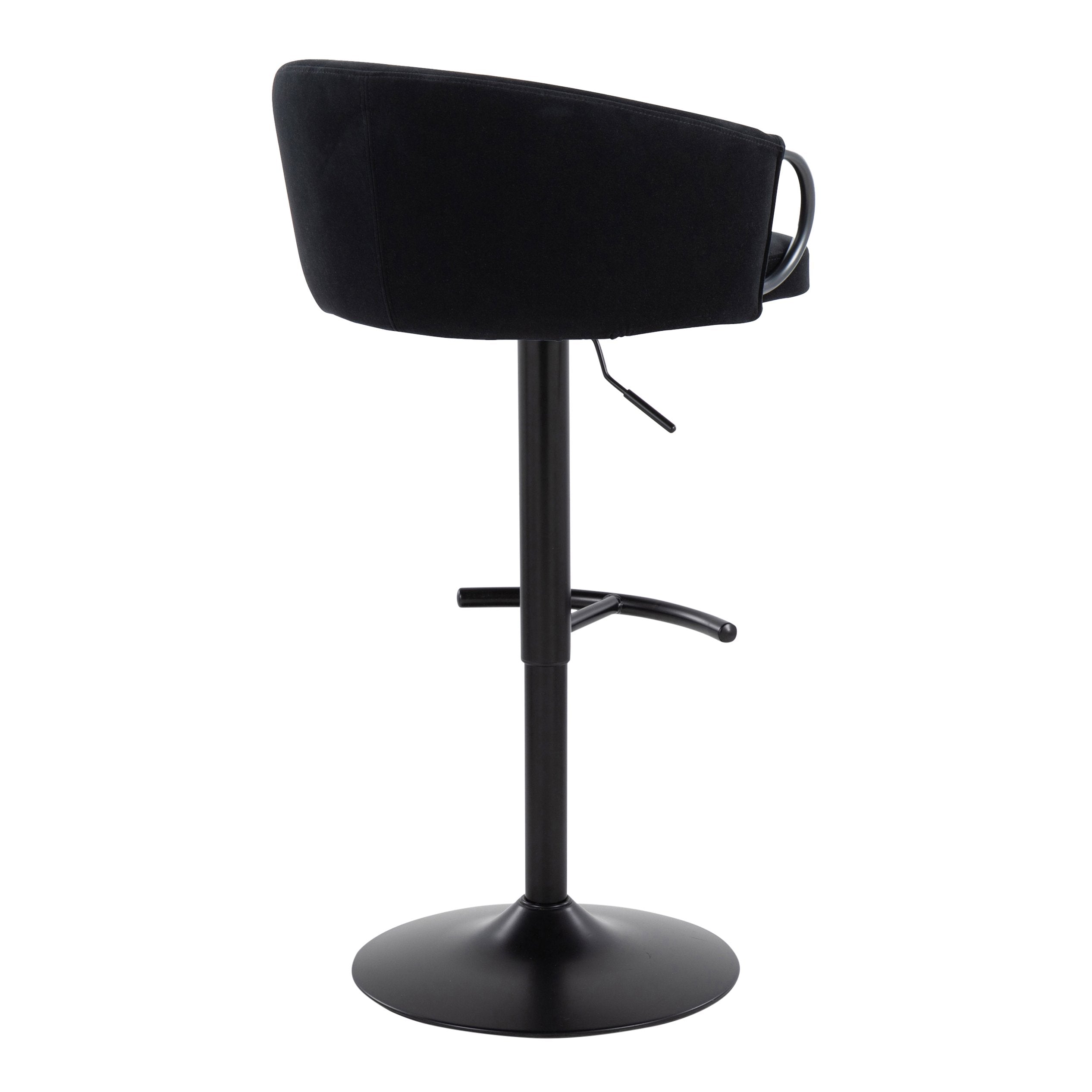 Claire Contemporary Adjustable Barstool With Swivel, Velvet Upholstery