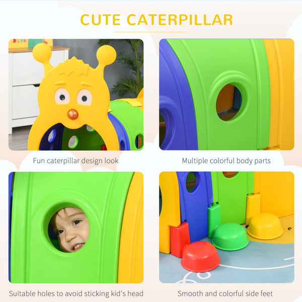 English Elm Qaba Caterpillar Crawl Tunnel Four Section Toddler Play Set for Indoor Outdoor Fun W2225P200821