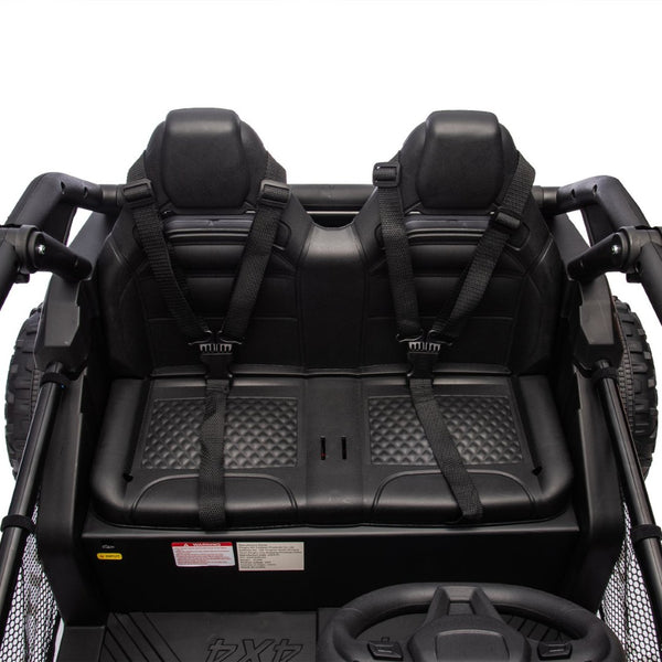 English Elm 24v Two Seater Kids Utv with Parental Remote Dual Motors Four Wheel Suspension Led Black W1578P198431