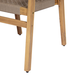 English Elm Christopher Knight Home® - Outdoor Rope Woven Acacia Dining Chair Set with Breathable Backrest and Durable Weather‑Resistant Wood Light Teak 39.5 L x 24.25 W x 10.25 H N776P247440L