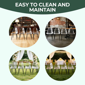 English Elm Pet Shell Dining Chairs Set of Four Clear Acrylic Modern Transparent Seating Black W3766P410239