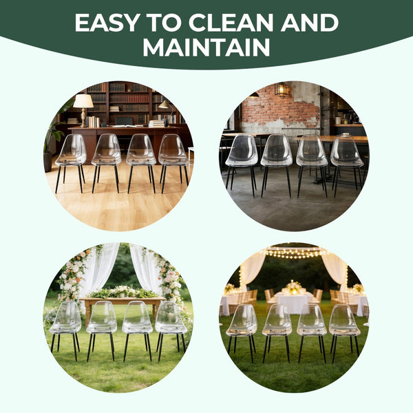 English Elm Pet Shell Dining Chairs Set of Four Clear Acrylic Modern Transparent Seating Black W3766P410239