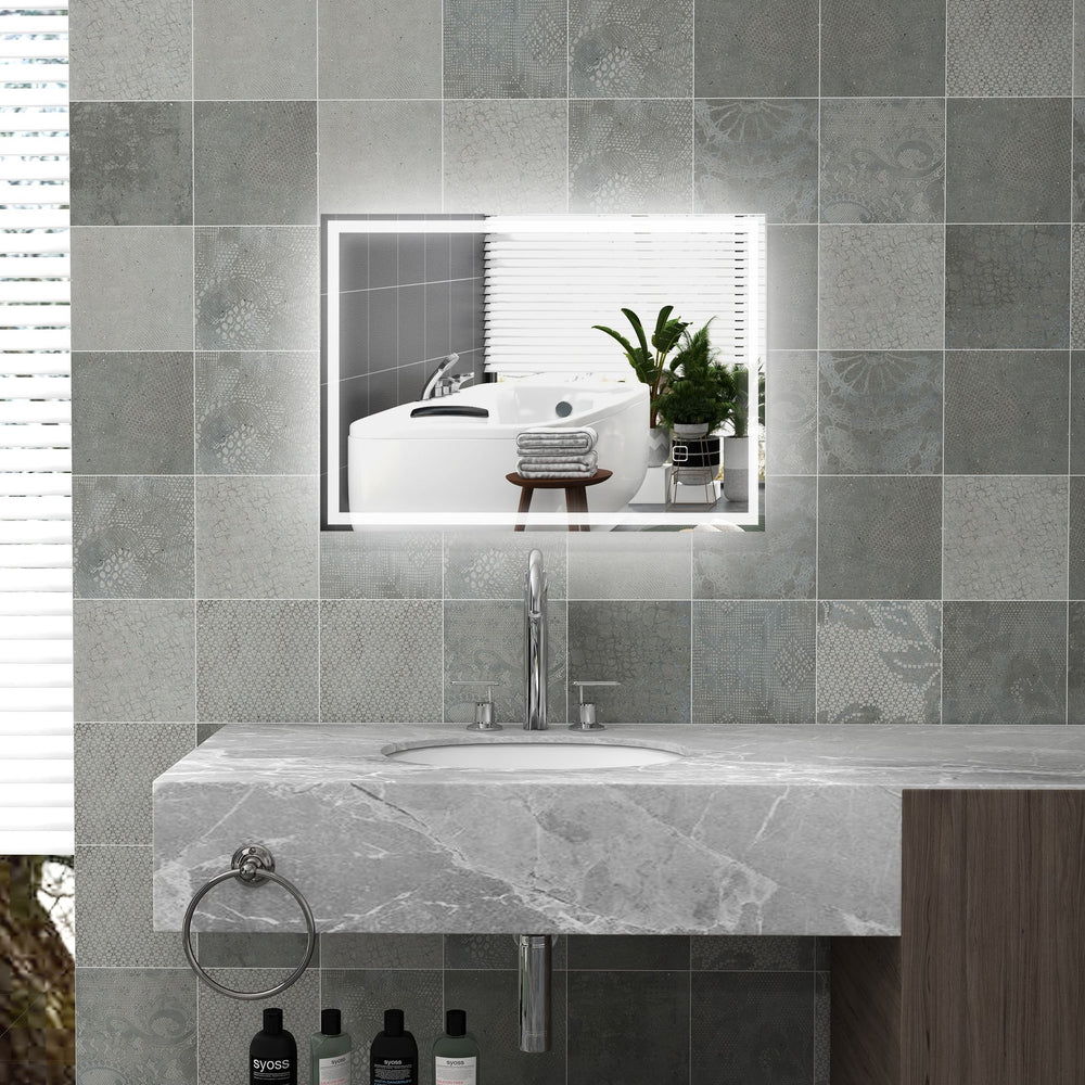 English Elm HOMCOM LED Bathroom Mirror 31.5"x23.5" Touch Dimmable, 3 Color Temps, Memory, IP44 Waterproof W2225P173993