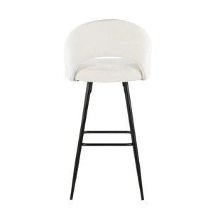 English Elm Fixed-height Metal Frame Barstools with Upholstered Seats and Geometric Footrest Set of 2 Black,Cream B202S01937