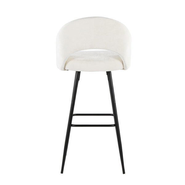 English Elm Fixed-height Metal Frame Barstools with Upholstered Seats and Geometric Footrest Set of 2 Black,Cream B202S01937