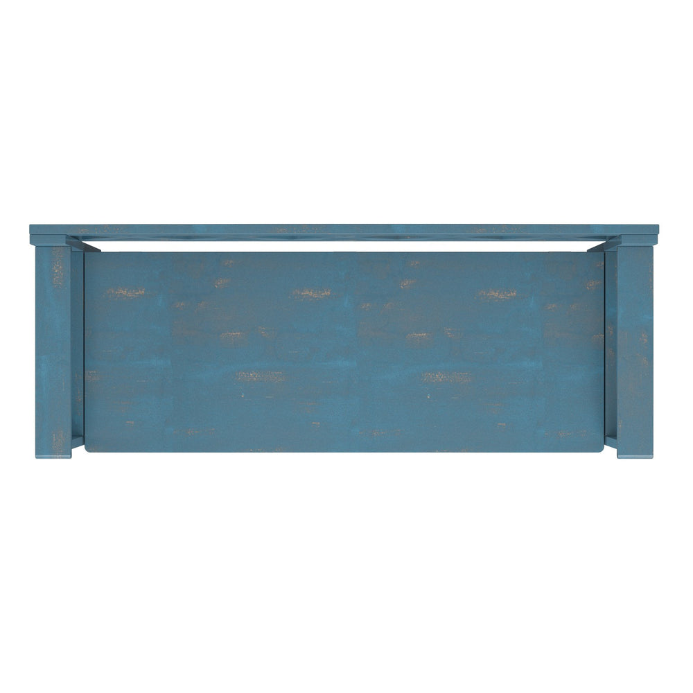 English Elm Amherst Rustic Coastal Storage Bench with Lift-Up Seat, Solid Pine, Distressed Blue Finish, 48" B136P364311