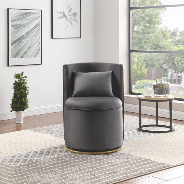 English Elm 360° Swivel Accent Chair with Hidden Storage Velvet Curved Seat and Gold Metal Base for Room Comfort Gray W1420P143736
