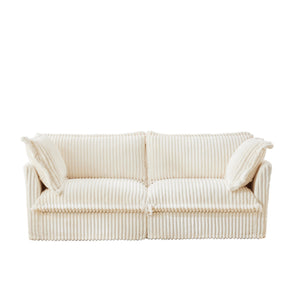 English Elm Modern Slipcovered 2-Seat Sofa In Cream Corduroy – Cozy, Stylish, And Perfect For Small Spaces! W3041S00018