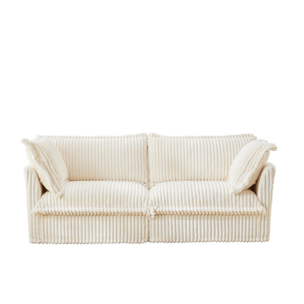 English Elm Modern Slipcovered 2-Seat Sofa In Cream Corduroy – Cozy, Stylish, And Perfect For Small Spaces! W3041S00018