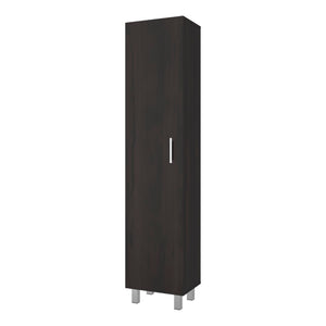 English Elm Vegas Tall Narrow Oak Tower Cabinet with Fixed Shelves for Laundry Utility Rooms Walnut Brown B128P473978