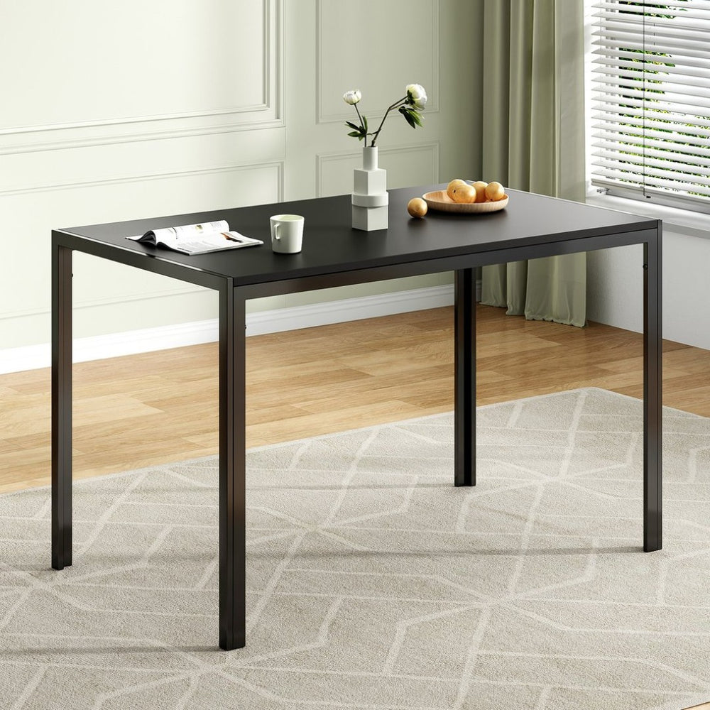 English Elm Dining Table Mid Century Modern Mdf Top Steel Legs Seats Six Small Space T3623P433791