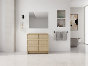 English Elm 36" Freestanding Bathroom Vanity Plywood Base Soft-close Doors Dune Oak Finish W999P392894