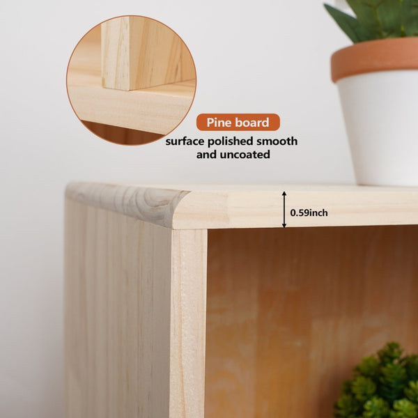English Elm Solid Pine Seven Compartment Low Shelf Organizer for Living Room Office or Nursery W3166P271631