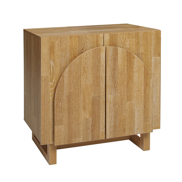 English Elm 2 door cabinet Natural Finish Particle Board+MDF with Adjustable Shelf, Wall-Mount Safety, Scratch-Proof Pads (37.2x18.5x8.5) W688P276736