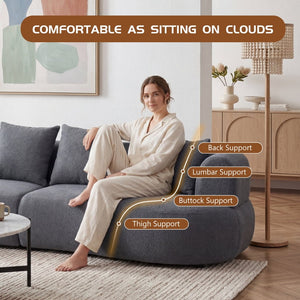 English Elm Modern Arc Sectional Sofa with Boneless Foam Deep Seats for Open Concept Living Rooms Grey W3728S00012