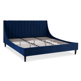 English Elm Aspen Vertical Tufted Headboard Platform Bed Set, King, Navy Blue Velvet