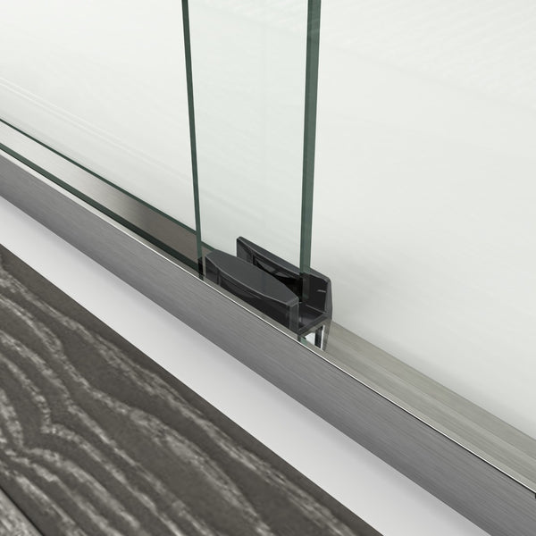English Elm 56-60 in Semi-frameless Bypass Shower Door Matte Black Tempered Glass Walk-in Brushed Nickel W1573P239436