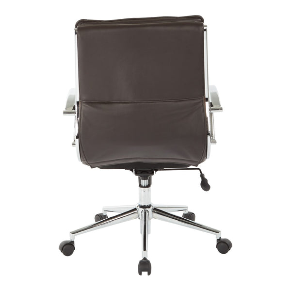 OSP Home Furnishings High Back Executive Office Chair Faux Leather Ergonomic Seat with Chrome Arms and Lumbar Support Mid SPX23591C-U1
