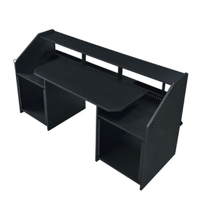 English Elm Black Music Desk With Integrated Earphone Rack - Spacious, Durable, And Organized Workspace For Musicians B062P215478-GIGA